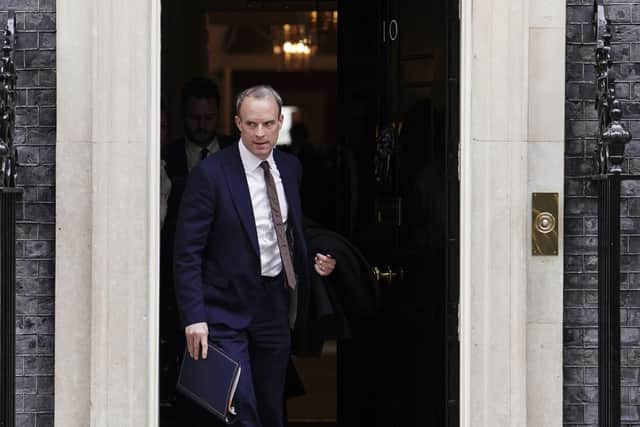 Former Deputy Prime Minister Dominic Raab, leaves 10 Downing Street, London, following a Cabinet meeting earlier this month