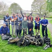 Volunteers from Novus Health with some of the haul from the first canal clean-up