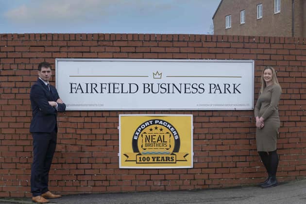 Pictured: (Left) Joseph Green and Alex Sewell (right) of Fairbank Investments Ltd who have sold the Fairfield Business Park in Penistone to Neal Brothers.