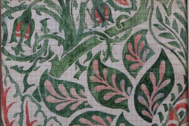 William Morris, Point-paper Design for Dove and Rose Silk and Wool Double Cloth, 1879. © William Morris Gallery, London Borough of Waltham Forest, featured in the exhibition at the Millennium Gallery, Sheffield.