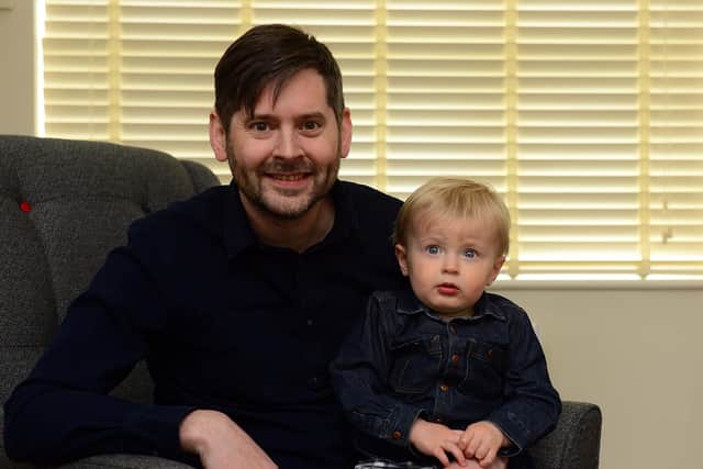 Sheffield based blogger and author Matt Coyne , with his son Charlie. Picture Scott Merrylees