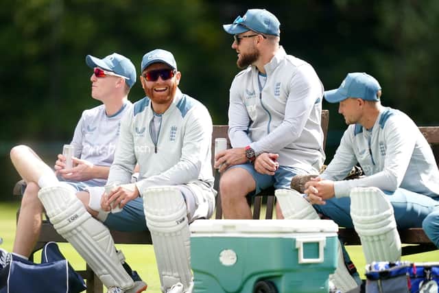 YOU'RE IN: Yorkshire's Harry Brook (left) and Joe Root (right) have signed new three-year England deals, while Jonny Bairstow (second left) is on a one-year retainer. Picture: Martin Rickett/PA