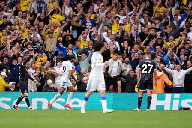 SAVIG GRACE: Leeds United's Dominic Calvert-Lewin (second left) celebrates scoring (Image: Press Association)