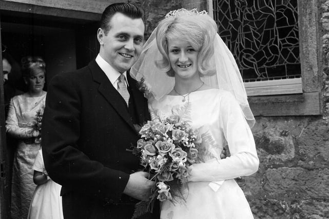 Fenwick Todd and Christina Summers pictured at their wedding in Cramond Kirk in July 1965.