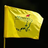 pin flag is displayed during a practice round prior to the Masters at Augusta National Golf Club on April 07, 2021 in Augusta, Georgia.
