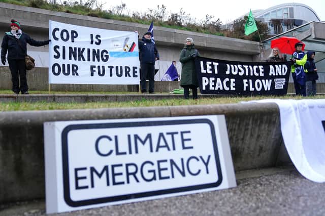 People take part in a Cop28 global day of action. PIC: Jane Barlow/PA Wire