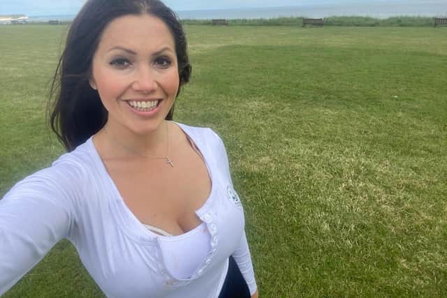Sophie Mei Lan on the coastal path by North Beach in Sewerby