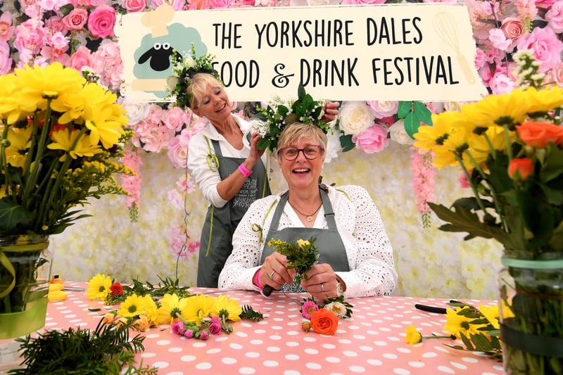 Sue Rothwell (left) and Sarah Kilbride from the Flower Shack at the festival.