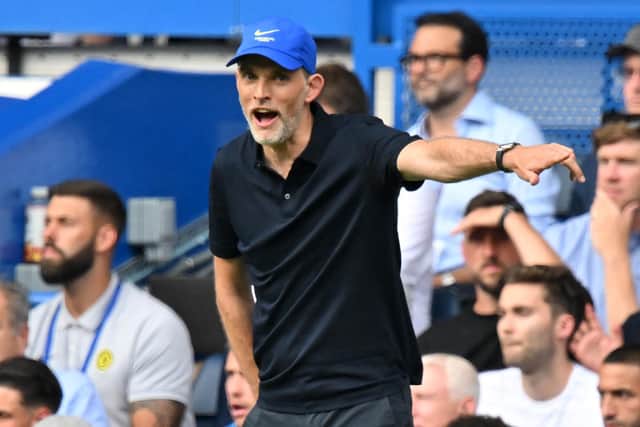 Chelsea's German head coach Thomas Tuchel gestures on the touchline during the English Premier League football match between Chelsea and Tottenham Hotspur at Stamford Bridge. Picture: GLYN KIRK/AFP via Getty Images.