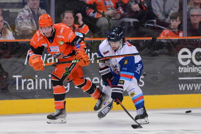 POSITIVE IMPACT: Kevin Schulze has made a positive impact during his time with Sheffield Steelers, developing a solid D-pairing with GB international, Davey Phillips. Picture courtesy of Dean Woolley/EIHL.