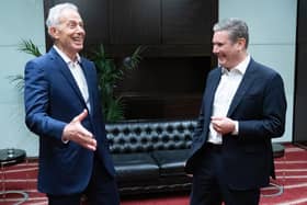 Former prime minister Tony Blair (left) and Labour leader Sir Keir Starmer discussing politics during the Tony Blair Institute for Global Change's Future of Britain Conference in central London. PIC: Stefan Rousseau/PA Wire