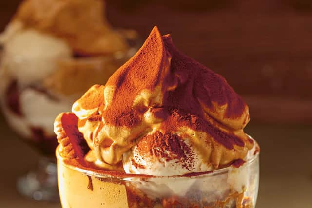 Tiramisu ice cream sundae from Stress-Free Dinners by Richard Makin. Picture credit: Richard Makin/PA