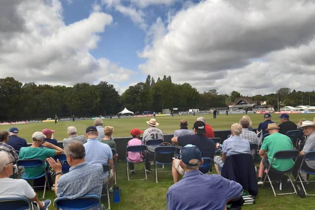 Spectators look on as Yorkshire take on Middlesex at the Brunton Memorial Ground in Radlett. Photo: Chris Waters
