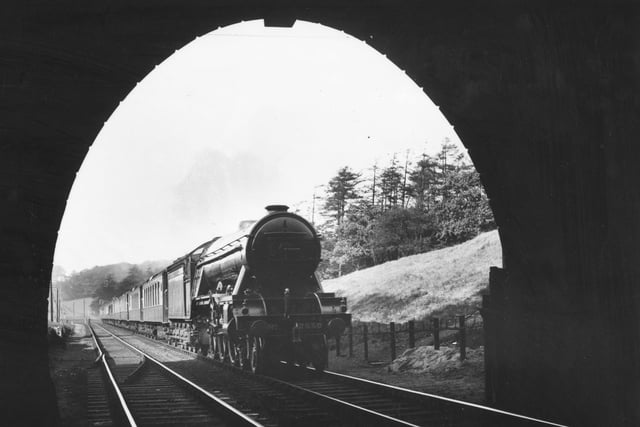 23rd October 1935:  The 'Yorkshire Pullman' entering Hadley Wood Tunnel in Hertfordshire on the Hull to London line.  (Photo by J. A. Hampton/Topical Press Agency/Getty Images)