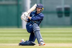 ONE LAST PUSH: Yorkshire's Ami Campbell hits out against Glamorgan. Picture by Allan McKenzie/SWpix.com