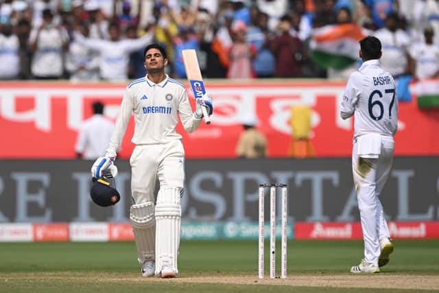 Shubman Gill celebrates his third Test century. Photo by Stu Forster/Getty Images.