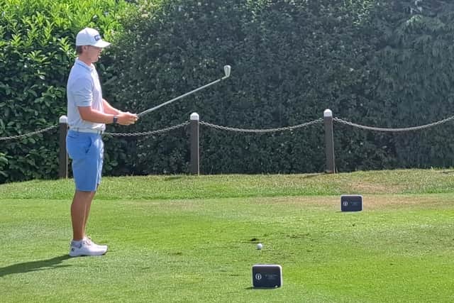 On the tee: Huddersfield and England amateur Dylan Shaw-Radford was the last to tee off at regional qualifying at Lindrick on Monday.
