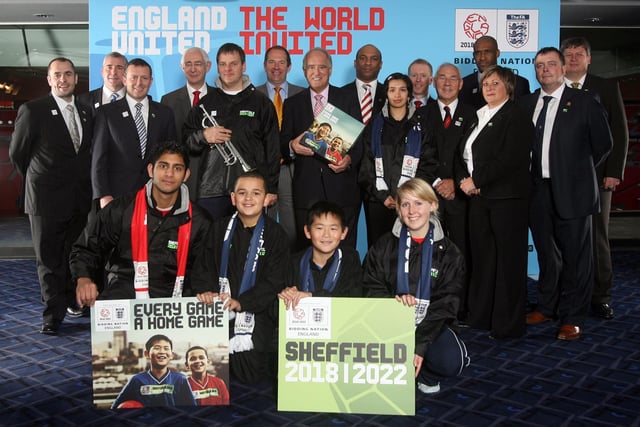 Sheffields's bid team during the delivery of London's bid submission for the England 2018/2022 FIFA World Cup at Wembley Stadium, London.