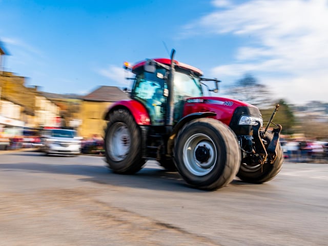 A convoy of tractors heading into Pateley Bridge before stopping at Niddedale Showground for a short break before continuing their onward journey to Greenhow, Menwith Hill, Hampsthwaite, Birstwith, Ripley and returning back to Knaresborough. Picture: James Hardisty