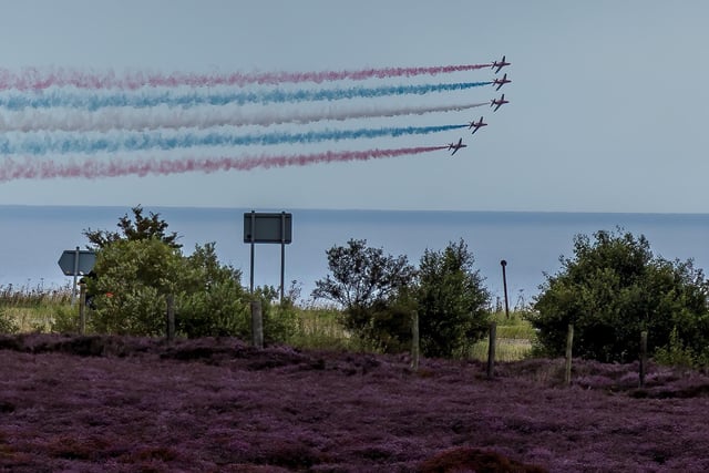 Red Arrows seen from the top of Sleights Moor, Breckon Howe.
picture by Richard Randle.