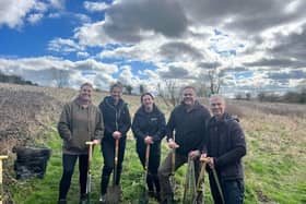 Councillors Mark Houlbrook and Lani-Mae Ball with Doncaster Council sustainability officers at a previous tree planting event.