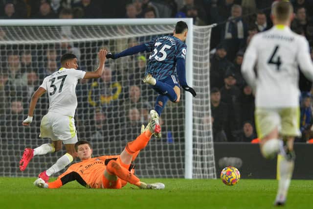THORN IN THE SIDE: Gabriel Martinelli thwarted by Illan Meslier on his last visit to Elland Road