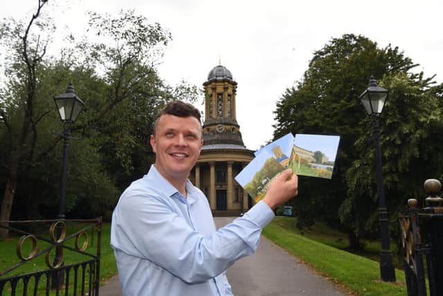 Inspired by the late great Bradford artist, David Hockney, Samuel Sharp creates beautiful artwork using his iPad. and mobile phone. Pictured at Saltaire United Reformed Church. Jonathan Gawthorpe