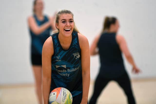 Smiles all round: Millie Sanders is clearly enjoying herself at Leeds Rhinos training earlier this week. (Picture: Jonathan Gawthorpe)