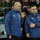 Plenty to ponder: Steve Borthwick, left, the England head coach, consults with his defence coach Kevin Sinfield, following their defeat in the Six Nations opener against Scotland on Saturday. (Picture: David Rogers/Getty Images)