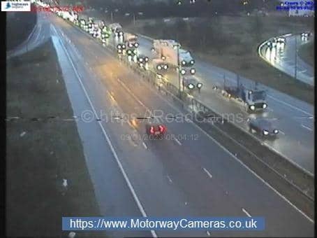 There are delays on the M62 eastbound near Brighouse following an earlier crash (Photo: motorwaycameras.co.uk)