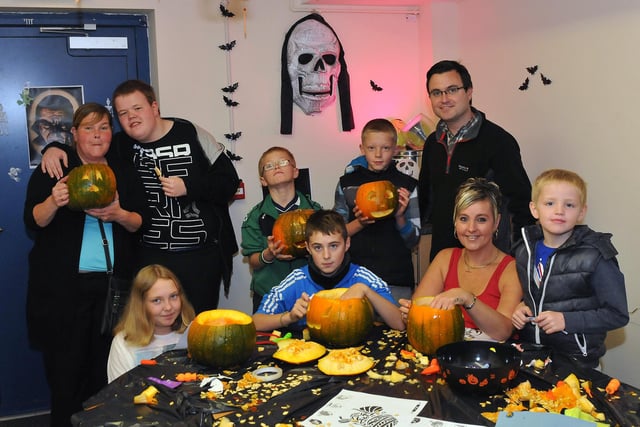 Pumpkin carving taking place in the Accent centre, Middle Street, Blackhall. Can you spot someone you know from this 2012 photo?