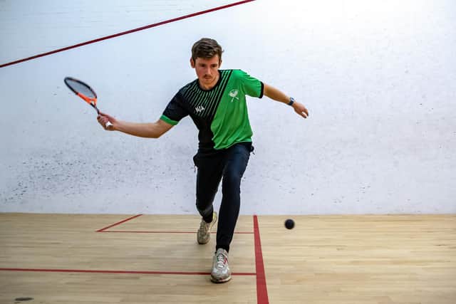 Scotland's Greg Lobban, ranked No 20 in the world and a four-time Commonwealth Games medallist, playing for Doncaster Squash Club in the Yorkshire Squash League. He only plays home games, but was there to support his team-mates in their games. (Picture: Tony Johnson)