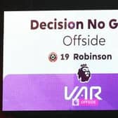 COMMUNICATION: The Bramall Lane scoreboard relays a VAR decision to disallow Vinicius Souza's goal for Sheffield United against Aston Villa in February