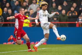 READY: Georginio Rutter on his Leeds United debut at Accrington Stanley