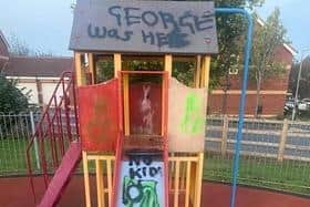 Graffiti on the play area in Beverley