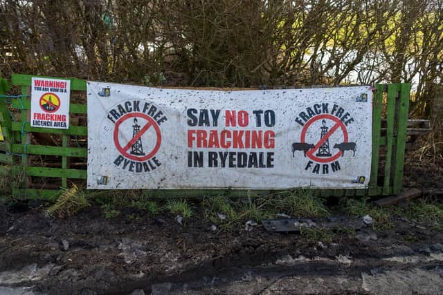 An anti-fracking poster on the roadside near Kirby Misperton in 2018. PIC: James Hardisty