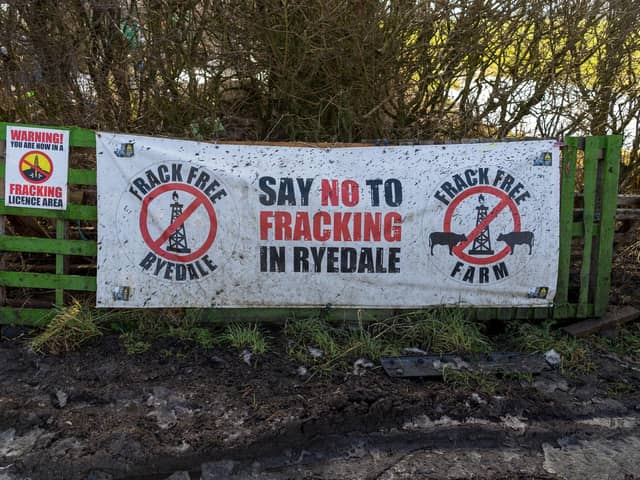 An anti-fracking poster on the roadside near Kirby Misperton in 2018. PIC: James Hardisty