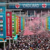 A general view outside the stadium along Wembley Way as fans enjoy the pre match atmosphere prior to the UEFA Euro 2020 Championship Final between Italy and England. (Picture: Alex Pantling/Getty Images)
