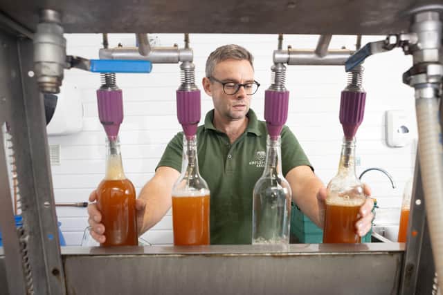 Steve bottling Ampleforth Abbey cider Picture Duncan Lomax