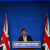 Prime Minister Rishi Sunak delivers a speech on the plans for net-zero commitments in the briefing room at 10 Downing Street. PIC: Justin Tallis/PA Wire