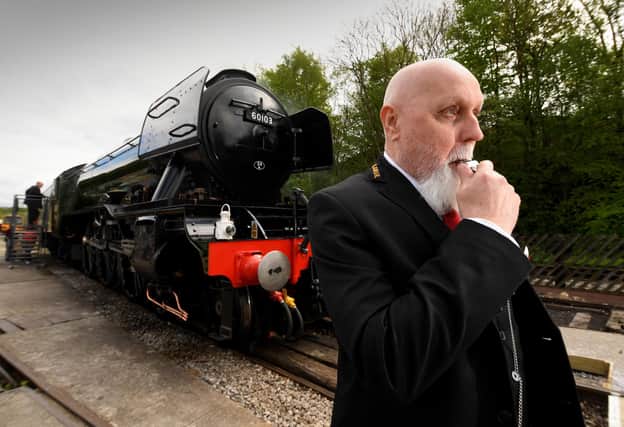 Alan Peace from Keighley and Worth Valley Railway pictured with the Flying Scotsman