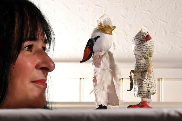 Artist Joolz Fleetwood pictured with her work at her home at Saltaire.Picture by Simon Hulme 4th October 2022










