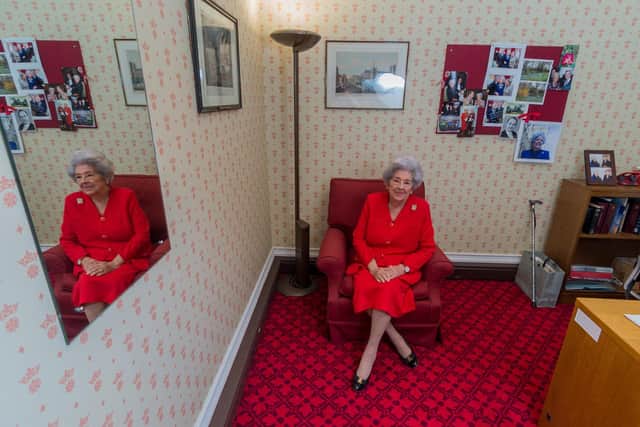 Former speaker of the House of Commons Baroness Betty Boothroyd, in her office at Westminster, London in 2017