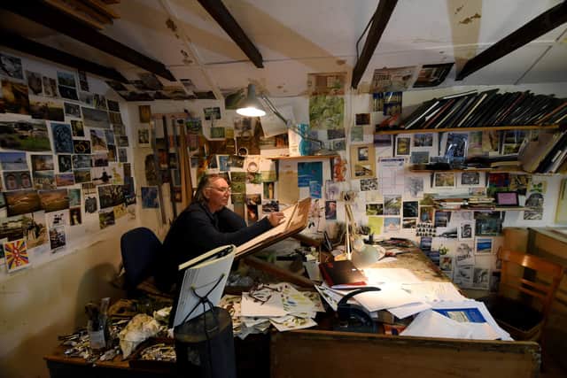 Artist Simon Palmer pictured in his studio at Ellingstring, near Masham Picture by Simon Hulme