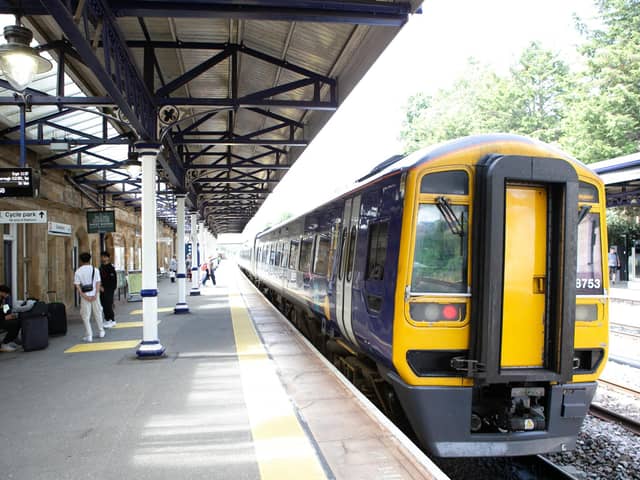 A Northern Rail train at Dewsbury Train Station.