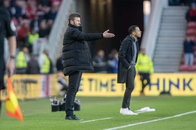 Middlesbrough boss Michael Carrick, pictured with his opposite number at Hull City in Liam Rosenior on the touchline on Wednesday night. Picture: Tony Johnson.