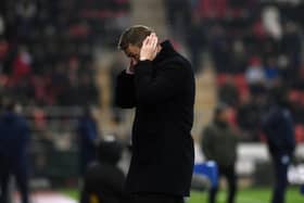 Rotherham United boss Matt Taylor shows his anguish in the loss against Cardiff City. Picture: Jonathan Gawthorpe