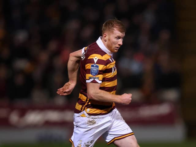 Brad Halliday marked his 100th Bradford City appearance with a goal. Image: George Wood/Getty Images