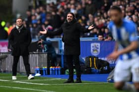 Leeds United manager Daniel Farke, pictured on the touchline at Huddersfield Town. Picture: Jonathan Gawthorpe
