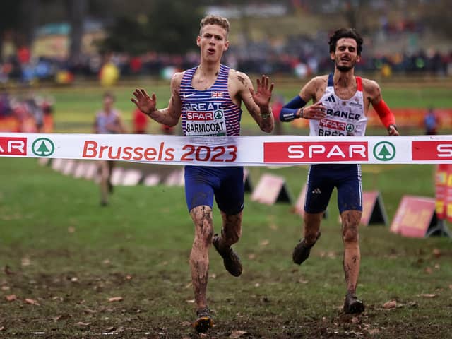 Tough mudder: BUCS XC contender Will Barnicoat pictured winning the U23 Men's race during the SPAR European Cross Country Championships in December (Picture: Maja Hitij/Getty Images for European Athletics)